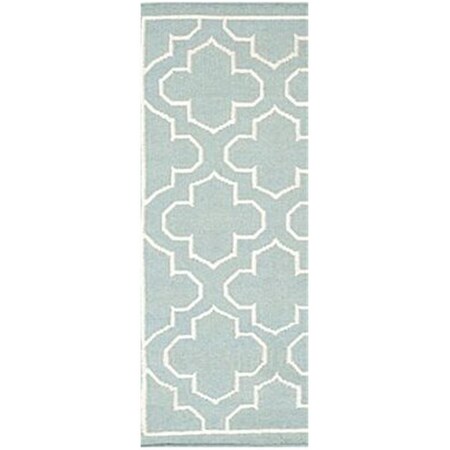 2 Ft. -6 In. X 4 Ft. Runner Contemporary Dhurries- Blue And Ivory- Flatweave Rug